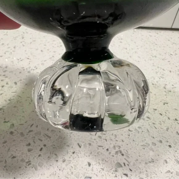 1960s ASEDA SWEDEN Green Glass Sherbet Dessert Footed Dish Mid Century Crystal - Picture 3 of 8